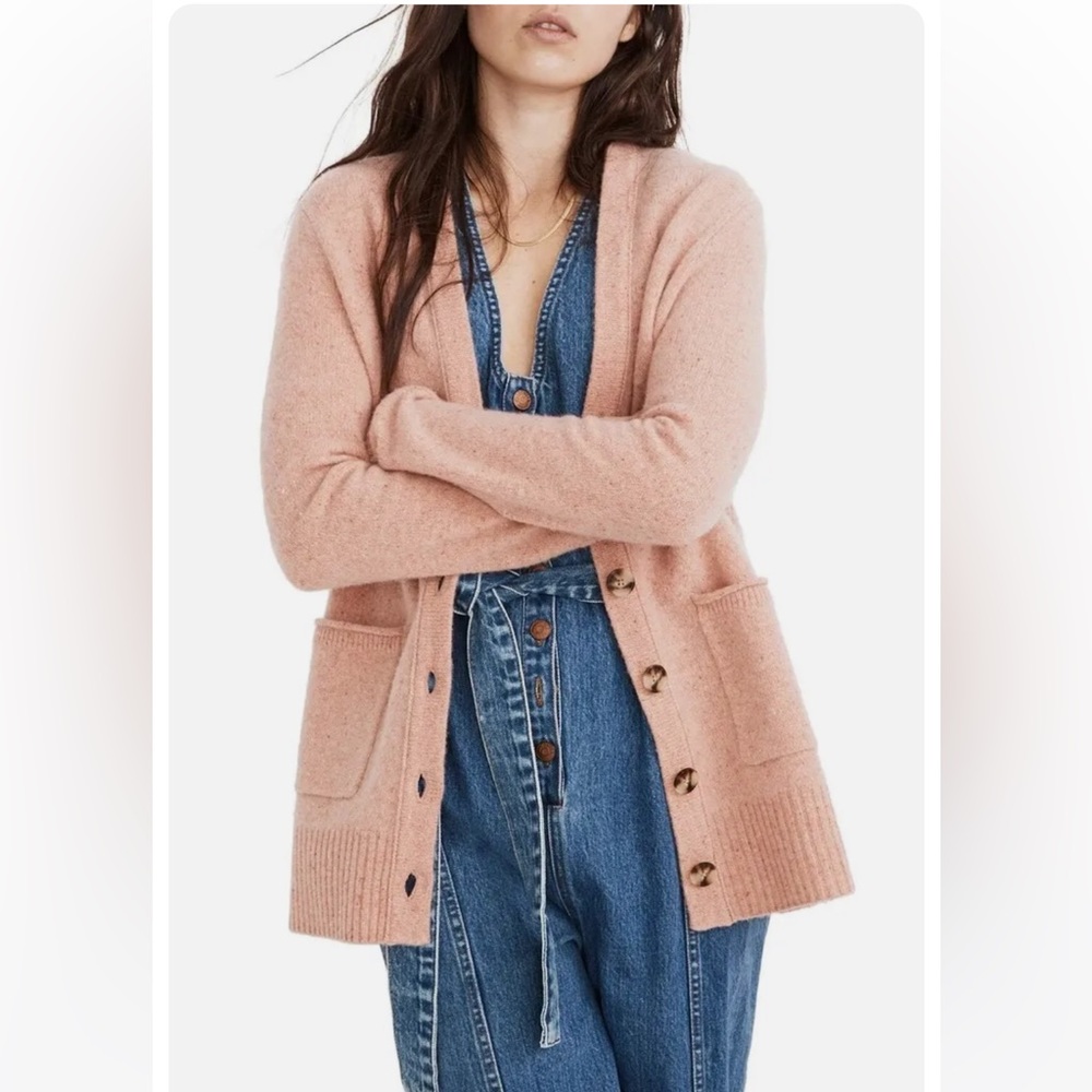 Madewell 100% Merino Wool Donegal Maysfield Cardigan Sweater (Pink/blush)